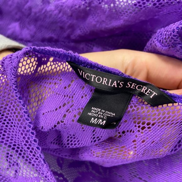 Victoria's Secret Lace Halter Neckline Lingerie Top Babydoll Purple Size Medium - Picture 8 of 9
